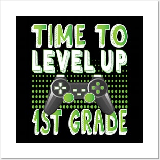 Time To Level Up 1st Grade Kids Video Game Theme Party product Posters and Art